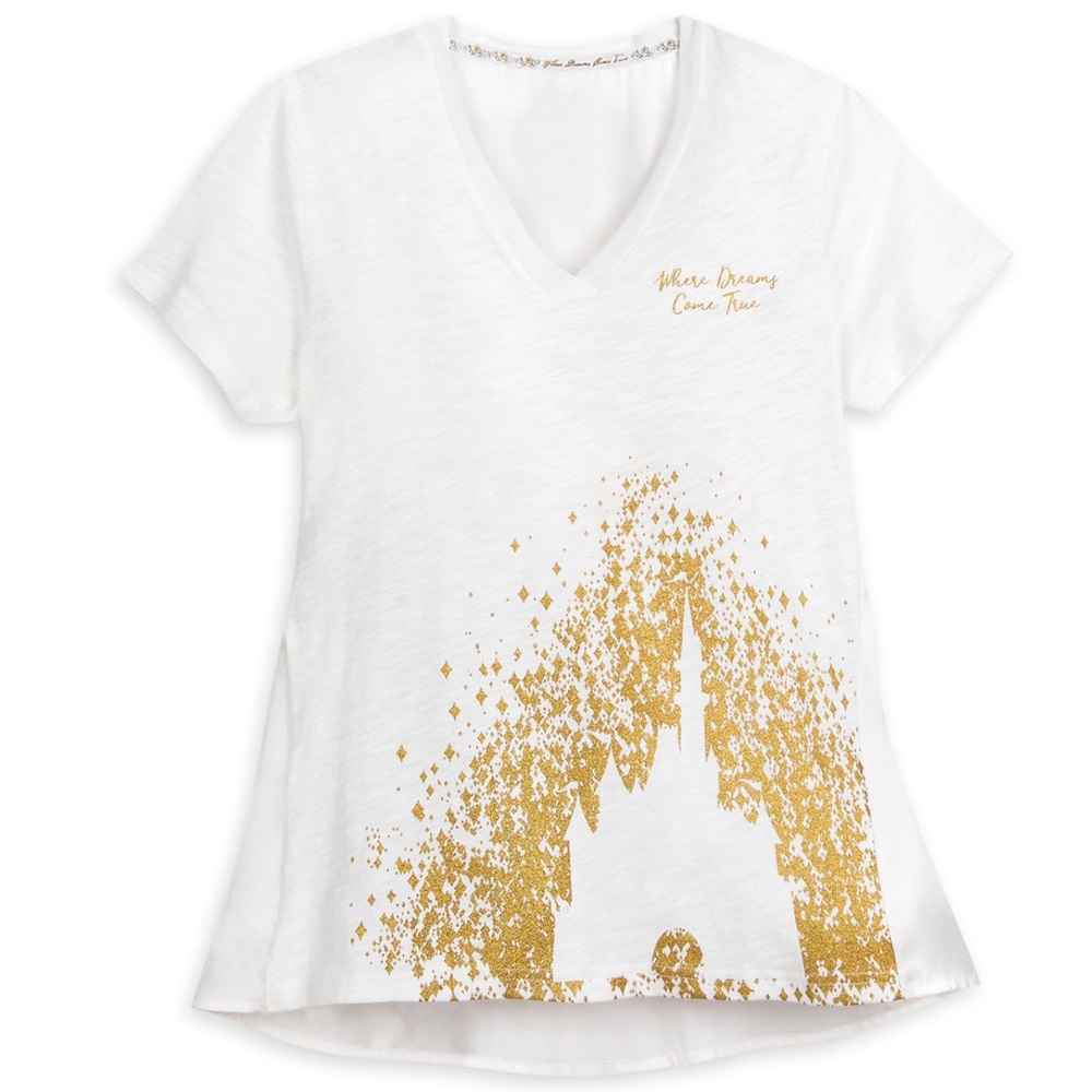 Disney Women's Shirt - Cinderella Castle - Gold Glitter